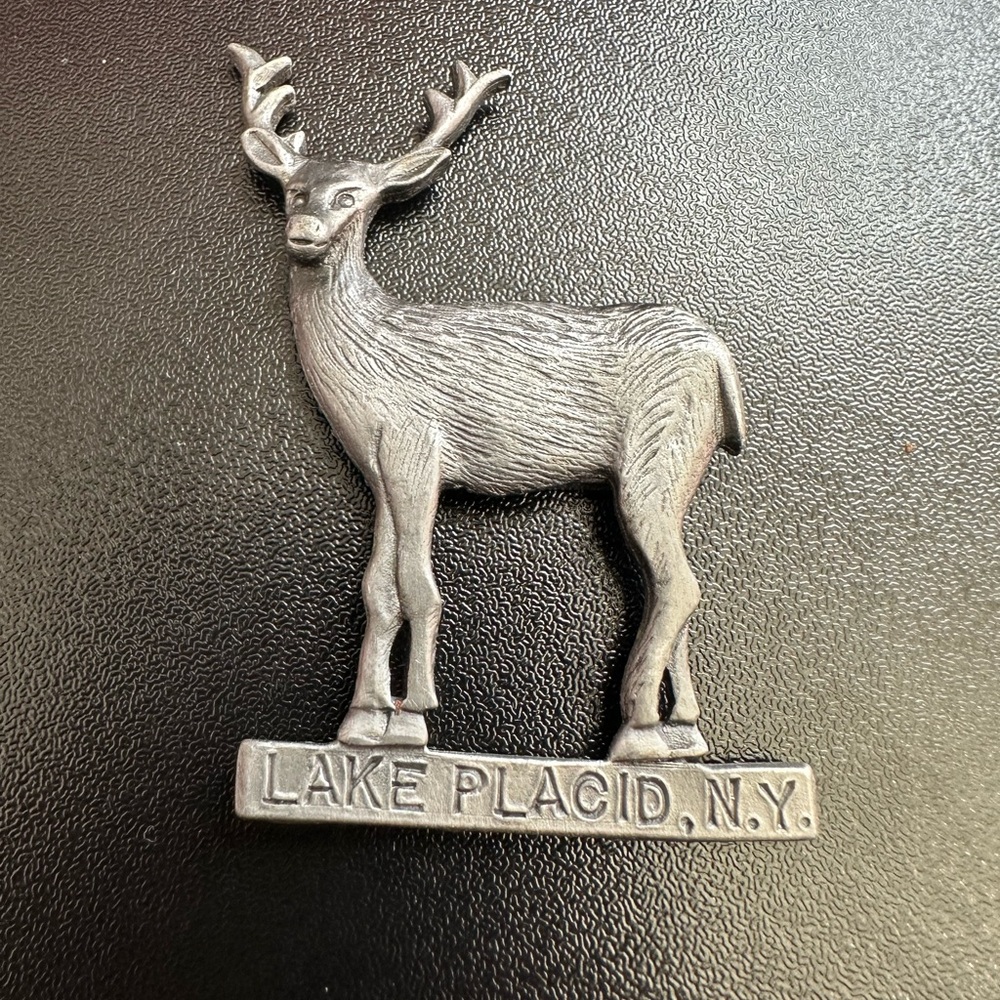 Lake Placid NY Vintage Fridge Magnet Metal Deer